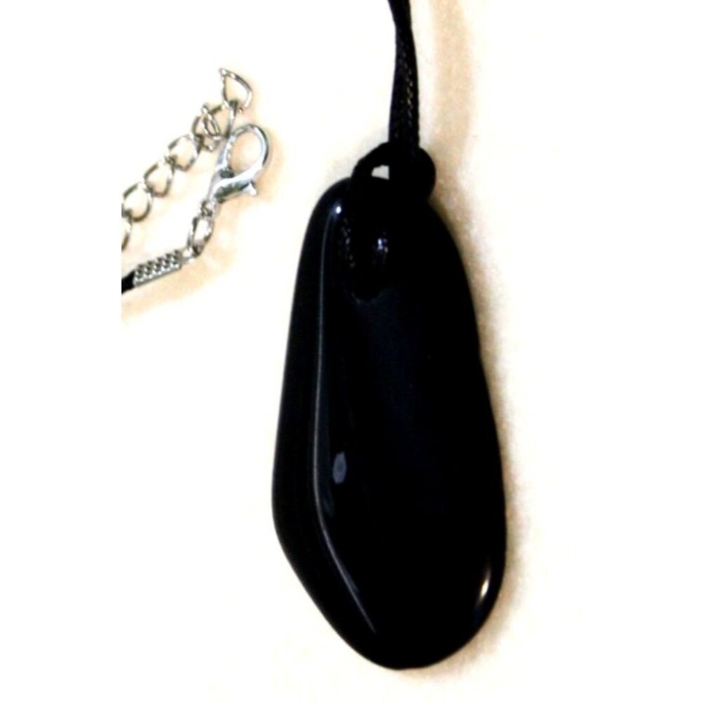 Utah Snowflake Obsidian Stone Pendant Necklace Black Cord Natural Gemstone Gift